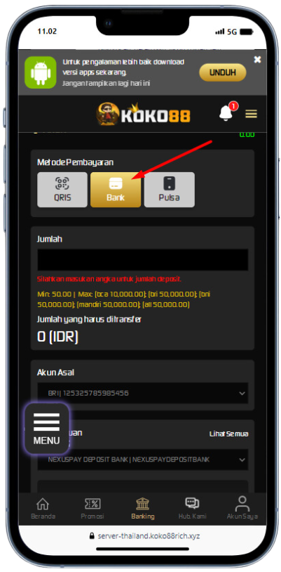 Deposit Bank Koko88